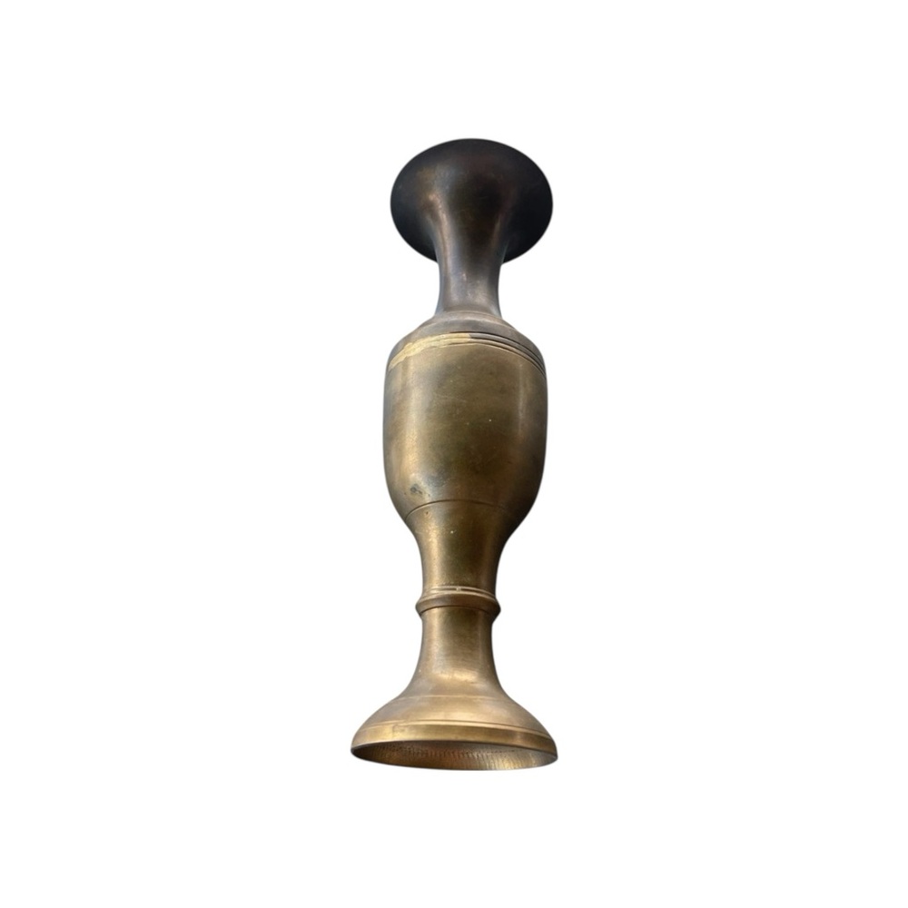 VTG Brass Vase Fluted Neck Tall Patina Charm MCM India Heirloom Elegance Accents - Picture 2 of 7